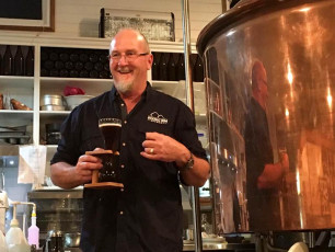 Chief brewer Mike Webster tells short stories of beer history