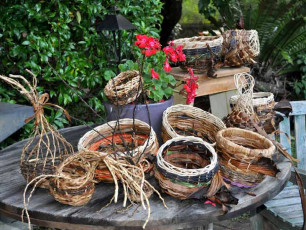 Woven Baskets displayed - Cindy Wood
