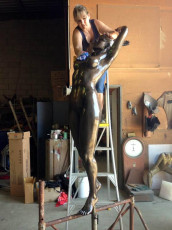 Catherine Anderson Sculpture Artist - Applying Patina Diving Lady