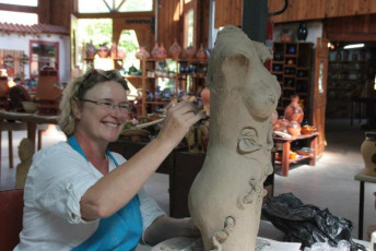 Kate French Sculpture Artist - Kate Working