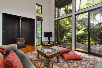 Pethers Rainforest Retreat - Accommodation interior looking out to amazing views