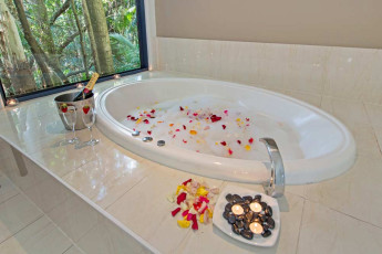 Pethers Rainforest Retreat - Accommodation spa with rose petals
