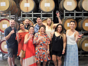 Happy Group wine tasting on Tash Maree Winery Tour
